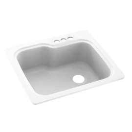 25-in D x 22-in W x 9.5-in H Solid Surface Dual Mount Single Bowl Kitchen Sink with 3-Hole in White