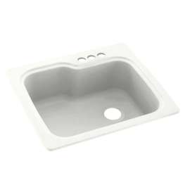 25-in D x 22-in W x 9.5-in H Solid Surface Dual Mount Single Bowl Kitchen Sink with 3-Hole in Tahiti White