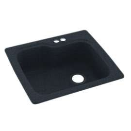 KS02522SB.2B 25-in D x 22-in W x 9.5-in H Solid Surface Dual Mount Single Bowl Kitchen Sink with 2-Hole