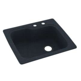 25-in D x 22-in W x 9.5-in H Solid Surface Dual Mount Single Bowl Kitchen Sink with 2-Hole