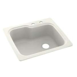 25-in D x 22-in W x 9.5-in H Solid Surface Dual Mount Single Bowl Kitchen Sink with 2-Hole in Bisque