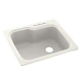 25-in D x 22-in W x 9.5-in H Solid Surface Dual Mount Single Bowl Kitchen Sink with 3-Hole in Bisque