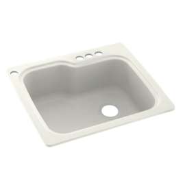 25-in D x 22-in W x 9.5-in H Solid Surface Dual Mount Single Bowl Kitchen Sink with 4-Hole in Bisque