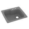 25-in D x 22-in W x 9.5-in H Solid Surface Dual Mount Single Bowl Kitchen Sink with 3-Hole in Gray Granite