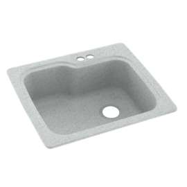 KS02522SB.053-2B 25-in D x 22-in W x 9.5-in H Solid Surface Dual Mount Single Bowl Kitchen Sink with 2-Hole in Tahiti Gray