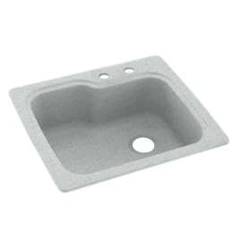 25-in D x 22-in W x 9.5-in H Solid Surface Dual Mount Single Bowl Kitchen Sink with 2-Hole in Tahiti Gray