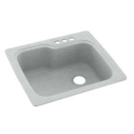 25-in D x 22-in W x 9.5-in H Solid Surface Dual Mount Single Bowl Kitchen Sink with 3-Hole in Tahiti Gray