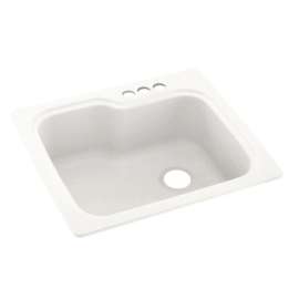 25-in D x 22-in W x 9.5-in H Solid Surface Dual Mount Single Bowl Kitchen Sink with 3-Hole in Tahiti Ivory