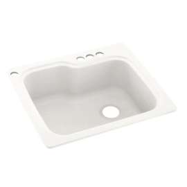 25-in D x 22-in W x 9.5-in H Solid Surface Dual Mount Single Bowl Kitchen Sink with 4-Hole in Tahiti Ivory