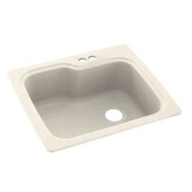 KS02522SB.072-2B 25-in D x 22-in W x 9.5-in H Solid Surface Dual Mount Single Bowl Kitchen Sink with 2-Hole in Pebble