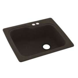 KS02522SB.124-2B 25-in D x 22-in W x 9.5-in H Solid Surface Dual Mount Single Bowl Kitchen Sink with 2-Hole in Canyon
