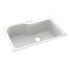 KS03322SB.011-2B 33-in D x 22-in W x 10.563-in H Solid Surface Dual Mount Single Bowl Kitchen Sink with 2-Hole in Tahiti White