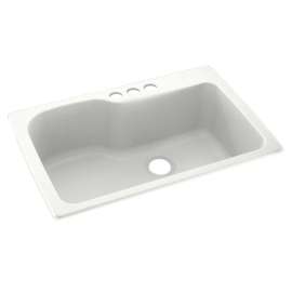 33-in D x 22-in W x 10.563-in H Solid Surface Dual Mount Single Bowl Kitchen Sink with 3-Hole in Tahiti White