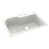 33-in D x 22-in W x 10.563-in H Solid Surface Dual Mount Single Bowl Kitchen Sink with 4-Hole in Tahiti White