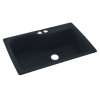 KS03322SB.015-2B 33-in D x 22-in W x 10.563-in H Solid Surface Dual Mount Single Bowl Kitchen Sink with 2-Hole in Black Galaxy