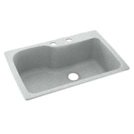 33-in D x 22-in W x 10.563-in H Solid Surface Dual Mount Single Bowl Kitchen Sink with 2-Hole in Tahiti Gray