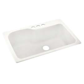 33-in D x 22-in W x 10.563-in H Solid Surface Dual Mount Single Bowl Kitchen Sink with 3-Hole in Tahiti Ivory