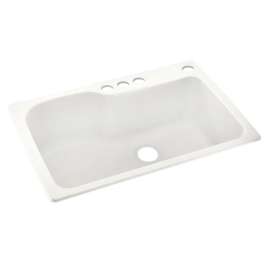 33-in D x 22-in W x 10.563-in H Solid Surface Dual Mount Single Bowl Kitchen Sink with 4-Hole in Tahiti Ivory
