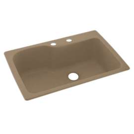 33-in D x 22-in W x 10.563-in H Solid Surface Dual Mount Single Bowl Kitchen Sink with 2-Hole in Barley