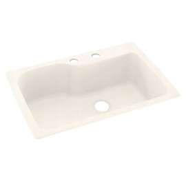33-in D x 22-in W x 10.563-in H Solid Surface Dual Mount Single Bowl Kitchen Sink with 2-Hole in Baby's Breath