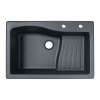 33-in D x 22-in W x 5.625-in H Granite Dual Mount Single Bowl Kitchen Sink with 2-Hole in Nero