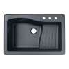 33-in D x 22-in W x 5.625-in H Granite Dual Mount Single Bowl Kitchen Sink with 3-Hole in Nero