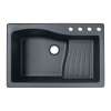 33-in D x 22-in W x 5.625-in H Granite Dual Mount Single Bowl Kitchen Sink with 4-Hole in Nero