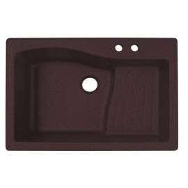 QZ03322AD.170-2B 33-in D x 22-in W x 5.625-in H Granite Dual Mount Single Bowl Kitchen Sink with 2-Hole in Espresso