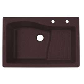 33-in D x 22-in W x 5.625-in H Granite Dual Mount Single Bowl Kitchen Sink with 2-Hole in Espresso