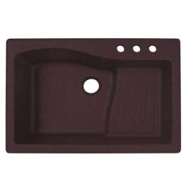 33-in D x 22-in W x 5.625-in H Granite Dual Mount Single Bowl Kitchen Sink with 3-Hole in Espresso
