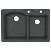 QZ03322DB.077-2C 33-in D x 22-in W x 9.5-in H Granite Dual Mount Double Bowl Kitchen Sink with 2-Hole in Nero