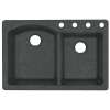 QZ03322DB.077-4 33-in D x 22-in W x 9.5-in H Granite Dual Mount Double Bowl Kitchen Sink with 4-Hole in Nero
