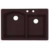 QZ03322DB.170-2B 33-in D x 22-in W x 9.5-in H Granite Dual Mount Double Bowl Kitchen Sink with 2-Hole in Espresso