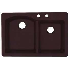 QZ03322DB.170-2B 33-in D x 22-in W x 9.5-in H Granite Dual Mount Double Bowl Kitchen Sink with 2-Hole in Espresso