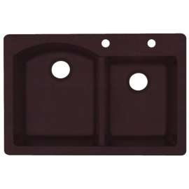 QZ03322DB.170-2C 33-in D x 22-in W x 9.5-in H Granite Dual Mount Double Bowl Kitchen Sink with 2-Hole in Espresso