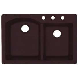 33-in D x 22-in W x 9.5-in H Granite Dual Mount Double Bowl Kitchen Sink with 3-Hole in Espresso