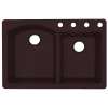 QZ03322DB.170-4 33-in D x 22-in W x 9.5-in H Granite Dual Mount Double Bowl Kitchen Sink with 4-Hole in Espresso