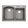 QZ03322DB.173-2C 33-in D x 22-in W x 9.5-in H Granite Dual Mount Double Bowl Kitchen Sink with 2-Hole in Metallico