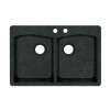 33-in D x 22-in W x 9.063-in H Granite Dual Mount Double Bowl Kitchen Sink with 2-Hole in Nero