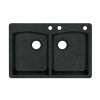 33-in D x 22-in W x 9.063-in H Granite Dual Mount Double Bowl Kitchen Sink with 3-Hole in Nero
