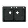 33-in D x 22-in W x 9.063-in H Granite Dual Mount Double Bowl Kitchen Sink with 4-Hole in Nero