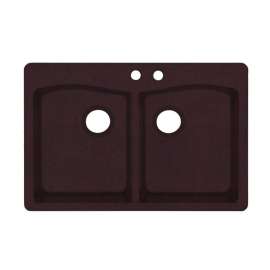 33-in D x 22-in W x 9.063-in H Granite Dual Mount Double Bowl Kitchen Sink with 2-Hole in Espresso