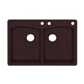 33-in D x 22-in W x 9.063-in H Granite Dual Mount Double Bowl Kitchen Sink with 3-Hole in Espresso