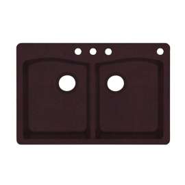 33-in D x 22-in W x 9.063-in H Granite Dual Mount Double Bowl Kitchen Sink with 4-Hole in Espresso
