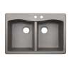 33-in D x 22-in W x 9.063-in H Granite Dual Mount Double Bowl Kitchen Sink with 2-Hole in Metallico