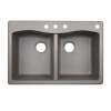33-in D x 22-in W x 9.063-in H Granite Dual Mount Double Bowl Kitchen Sink with 4-Hole in Metallico