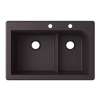 33-in D x 22-in W x 9.5-in H Granite Dual Mount Double Bowl Kitchen Sink with 2-Hole in Nero