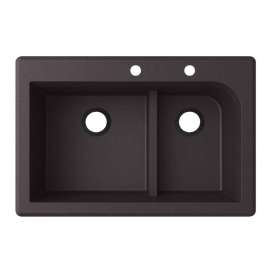 33-in D x 22-in W x 9.5-in H Granite Dual Mount Double Bowl Kitchen Sink with 2-Hole in Nero