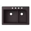QZ03322LD.077-4B 33-in D x 22-in W x 9.5-in H Granite Dual Mount Double Bowl Kitchen Sink with 4-Hole in Nero