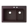 QZ03322LD.170-2C 33-in D x 22-in W x 9.5-in H Granite Dual Mount Double Bowl Kitchen Sink with 2-Hole in Espresso